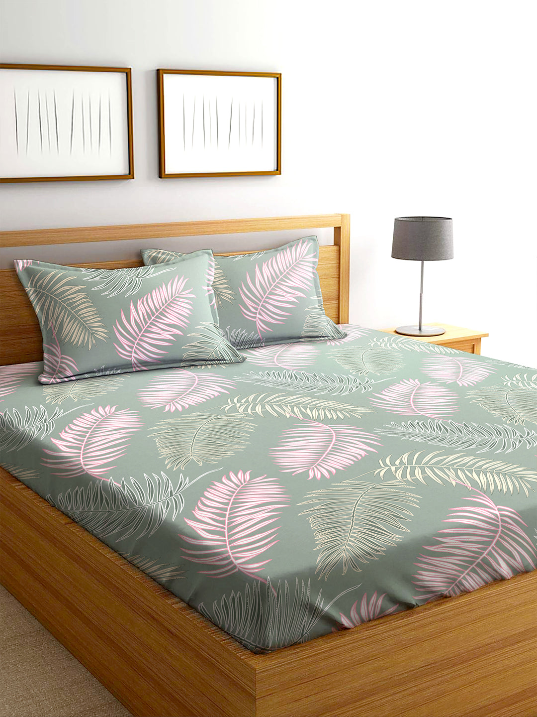 Glace Cotton Abstract Flat Single Bedsheet with 1 Pillow Cover