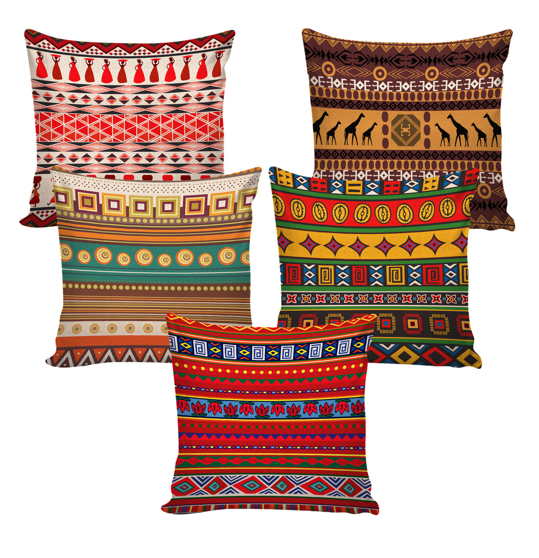 Set of 5 Jute Throw Pillow/Cushion Covers