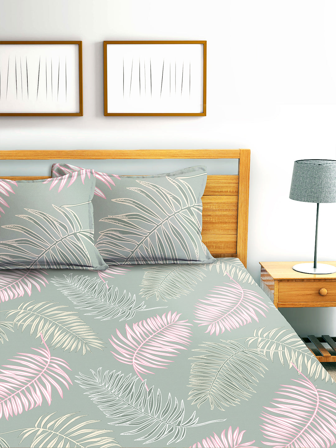 Glace Cotton Abstract Flat Double Bedsheet with 2 Pillow Covers