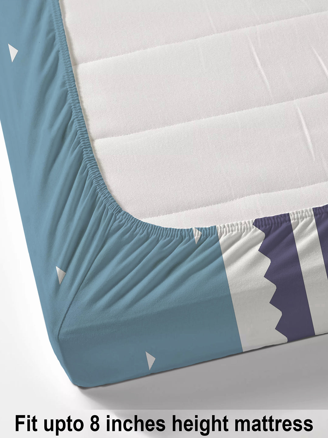 Glace Cotton Abstract Flat Fitted Bedsheet with 2 Pillow Covers