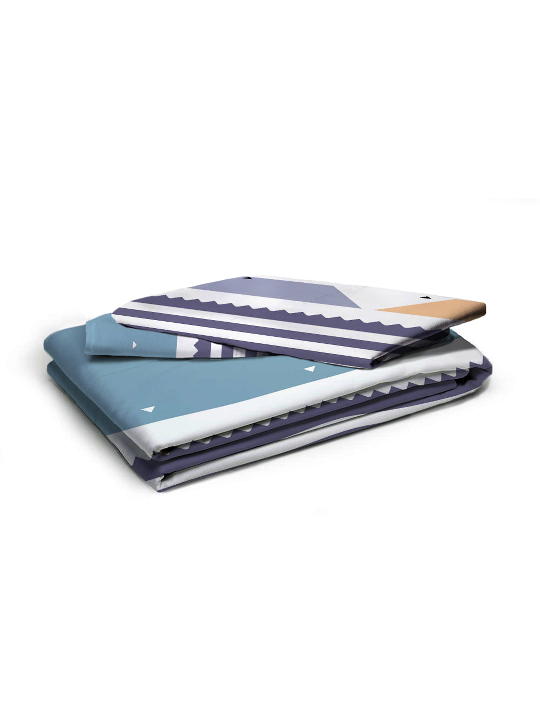 Glace Cotton Abstract Flat Fitted Bedsheet with 2 Pillow Covers