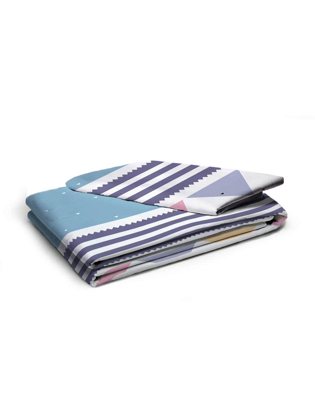Glace Cotton Abstract Flat Fitted Bedsheet with 2 Pillow Covers