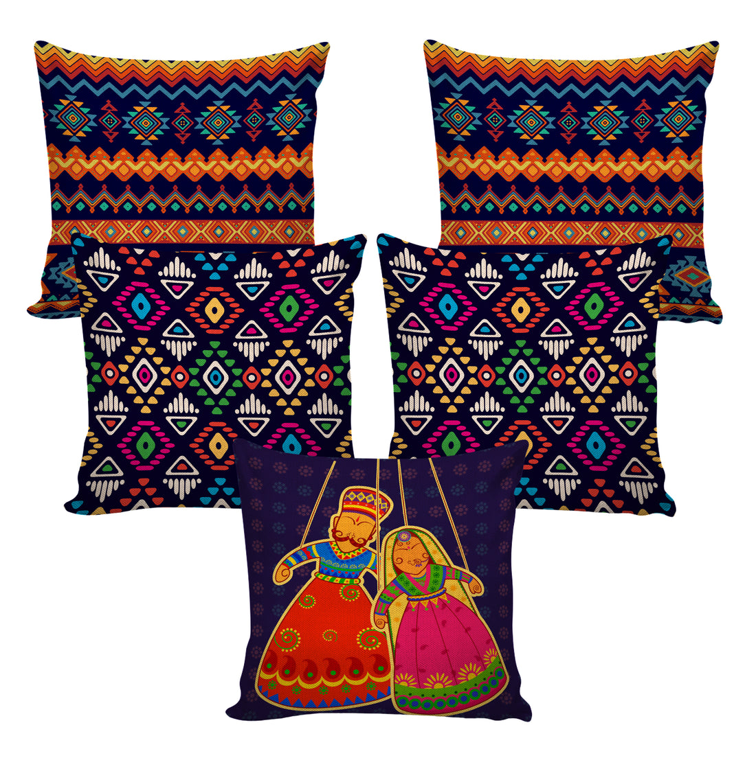 Set of 5 Jute Throw Pillow/Cushion Covers