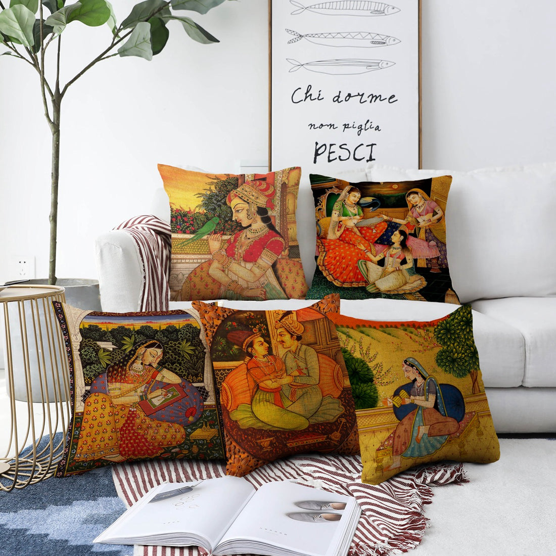 Set of 5 Jute Throw Pillow/Cushion Covers