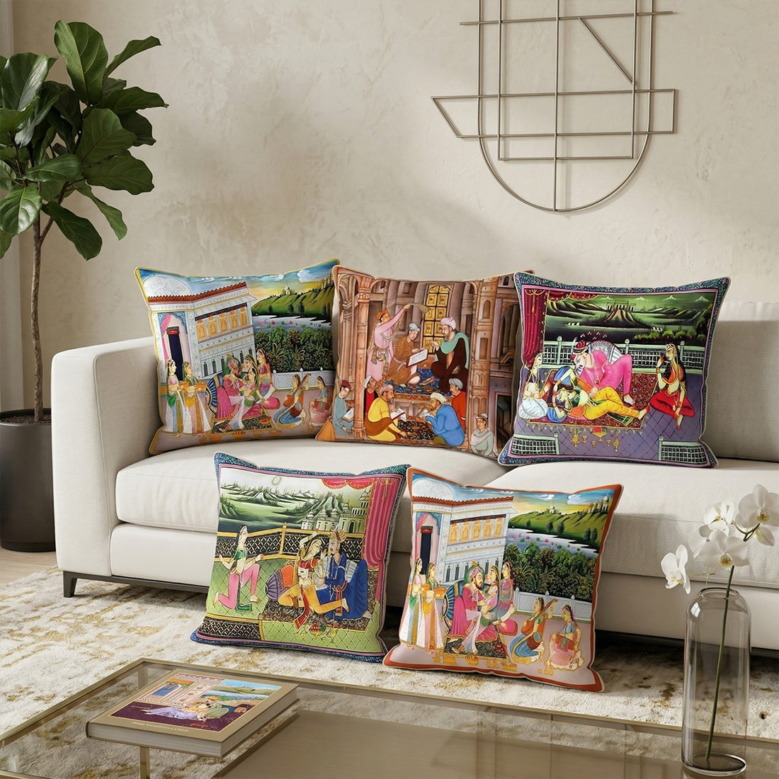 Set of 5 Jute Throw Pillow/Cushion Covers