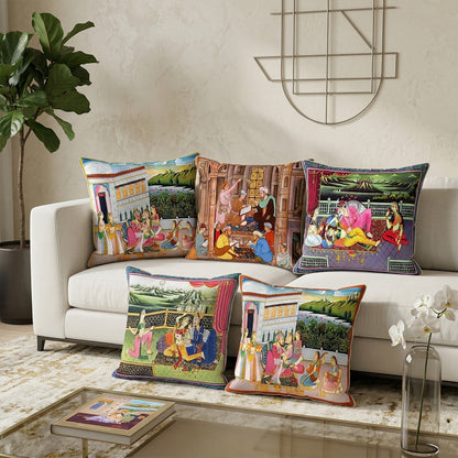 Set of 5 Jute Throw Pillow/Cushion Covers