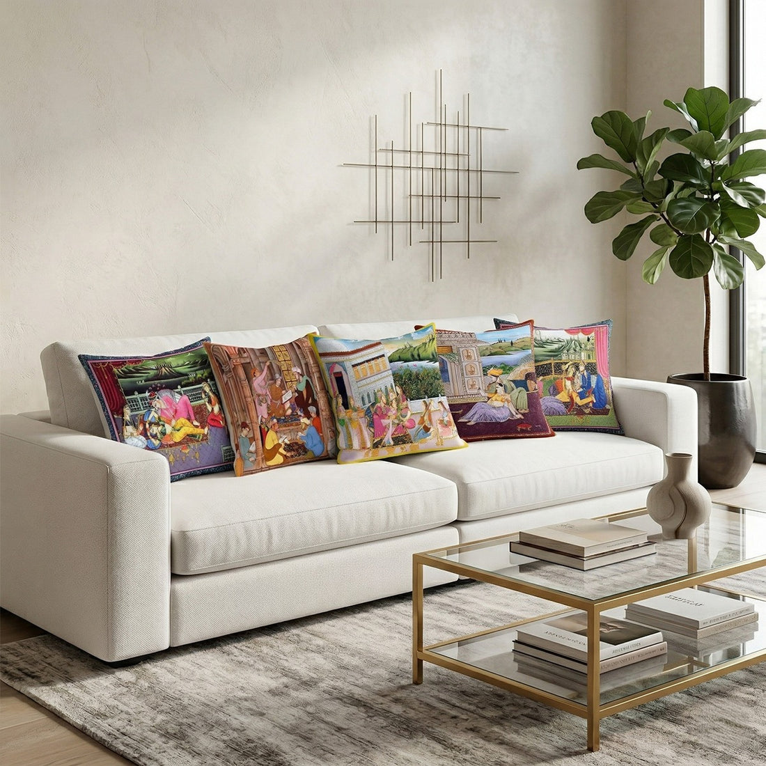 Set of 5 Jute Throw Pillow/Cushion Covers