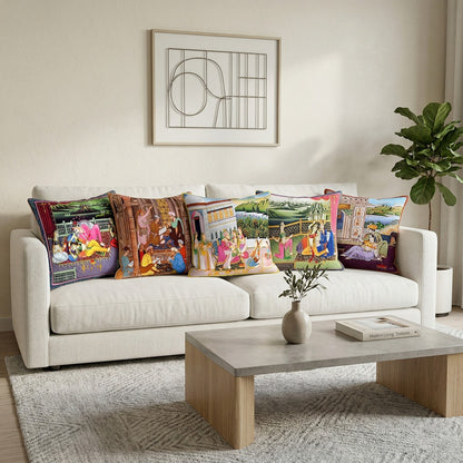 Set of 5 Jute Throw Pillow/Cushion Covers