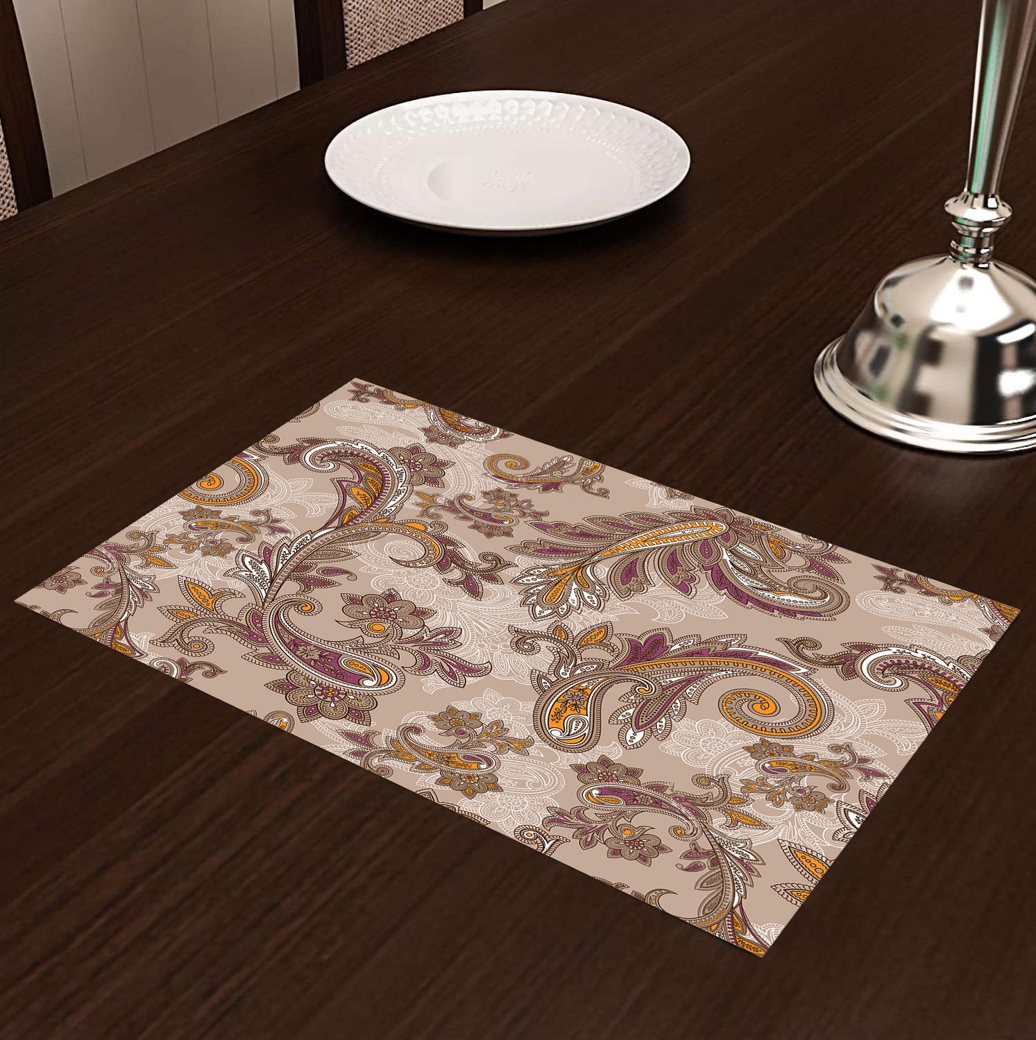 Brown Ethnic Motifs HD Printed 4 Pcs Table Place Mat