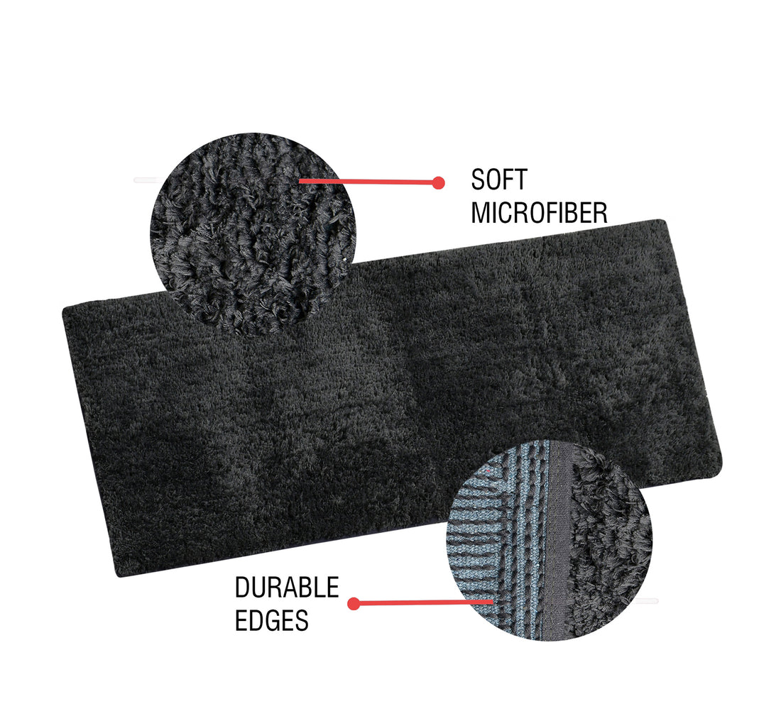Soft Microfiber Moroccan Designer Anti Slip Runner, Grey