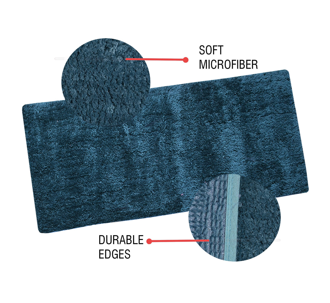 Soft Microfiber Moroccan Designer Anti Slip Runner, Teal