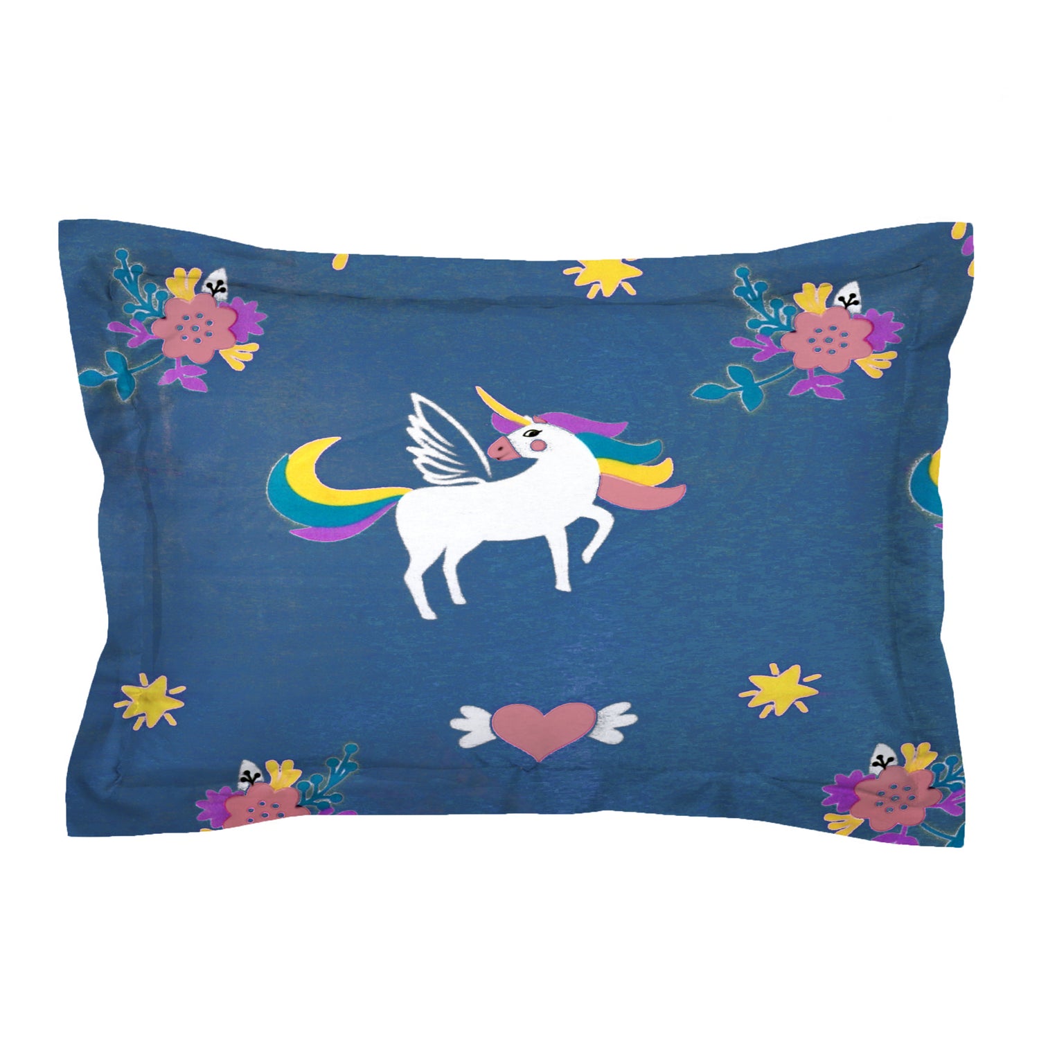 Glace Cotton Kids Cartoon Flat Single Bedsheet with 1 Pillow Cover