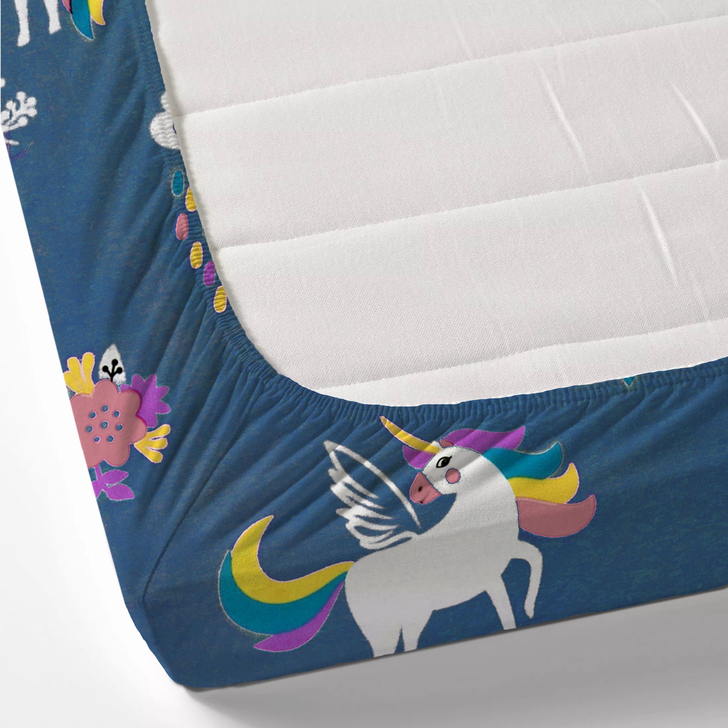 Glace Cotton Abstract Flat Fitted Bedsheet with 2 Pillow Covers