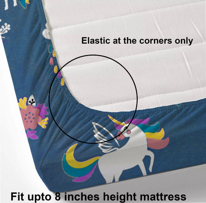 Glace Cotton Abstract Flat Fitted Bedsheet with 2 Pillow Covers