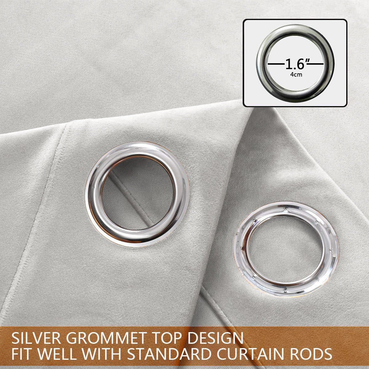 Set of 2 Room Darkening Solid Velvet Grommet Curtains