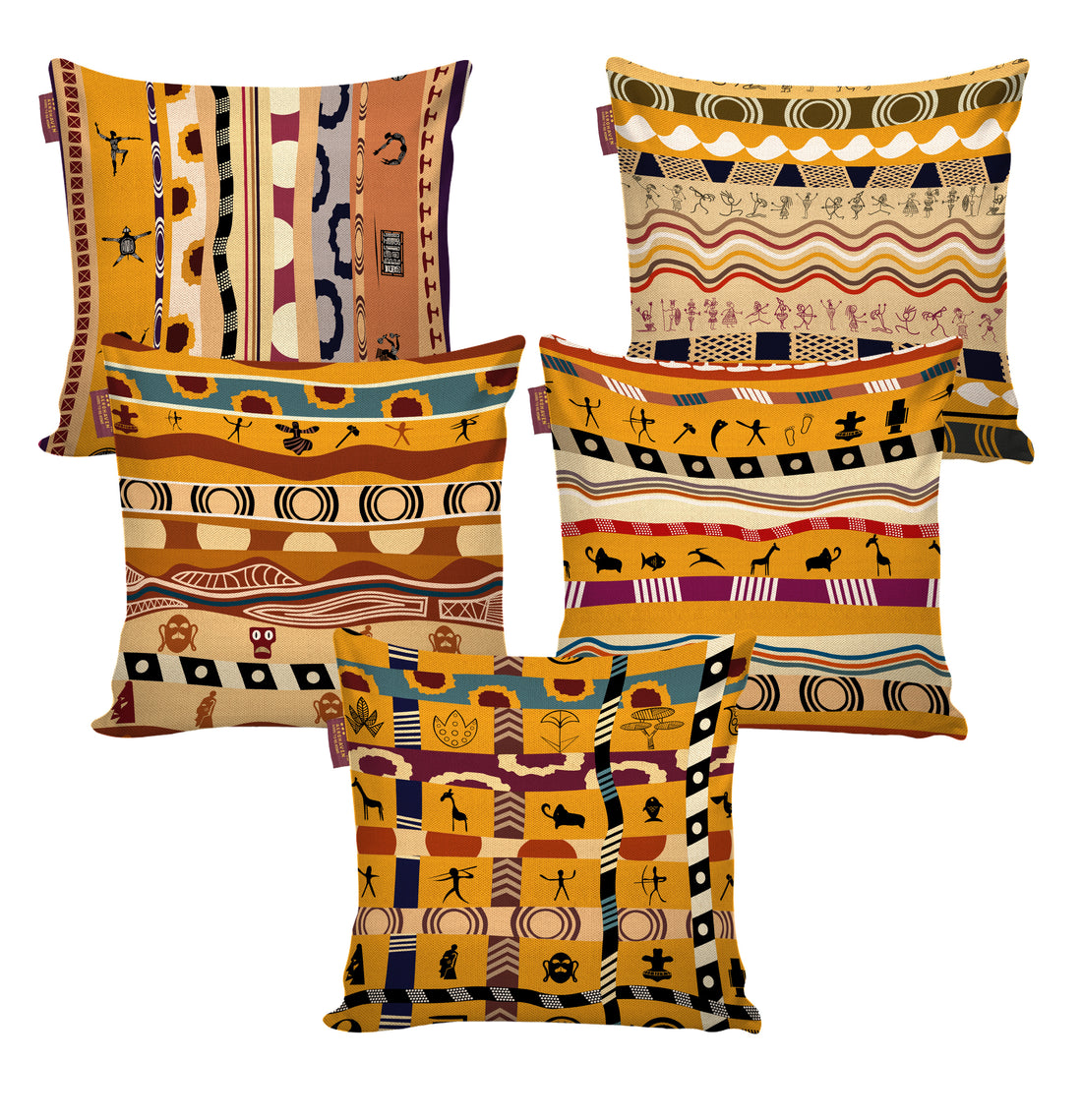 Set of 5 Jute Throw Pillow/Cushion Covers
