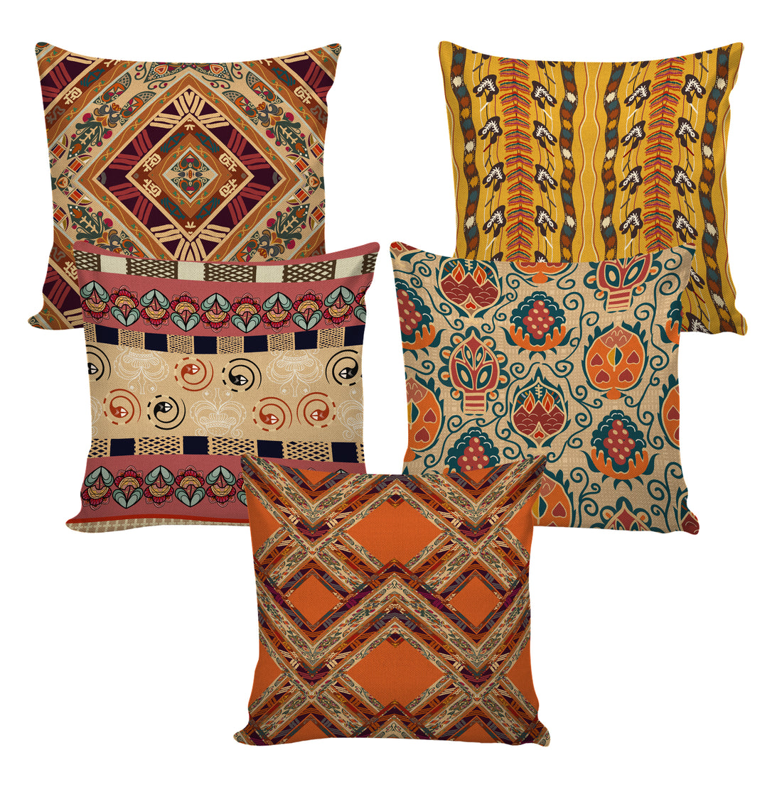 Set of 5 Jute Throw Pillow/Cushion Covers