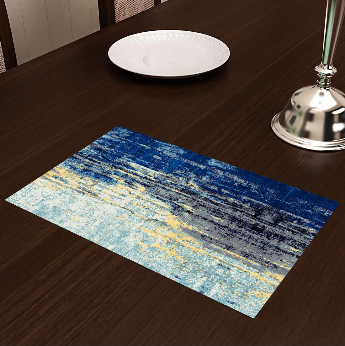 Blue Abstract HD Printed 4 Pcs Table Place Mat