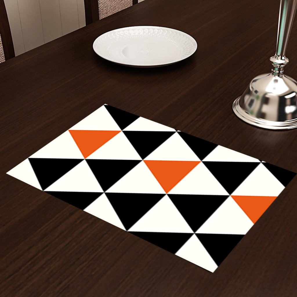 Orange and Black Geometric HD Printed 4 Pcs Table Place Mat