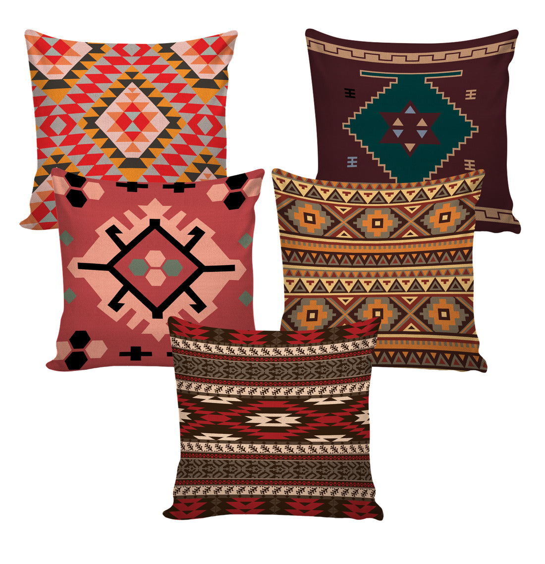 Set of 5 Jute Throw Pillow/Cushion Covers
