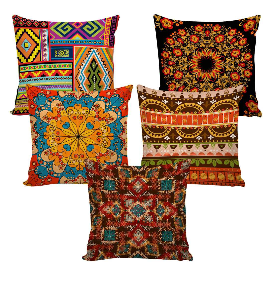 Set of 5 Jute Throw Pillow/Cushion Covers