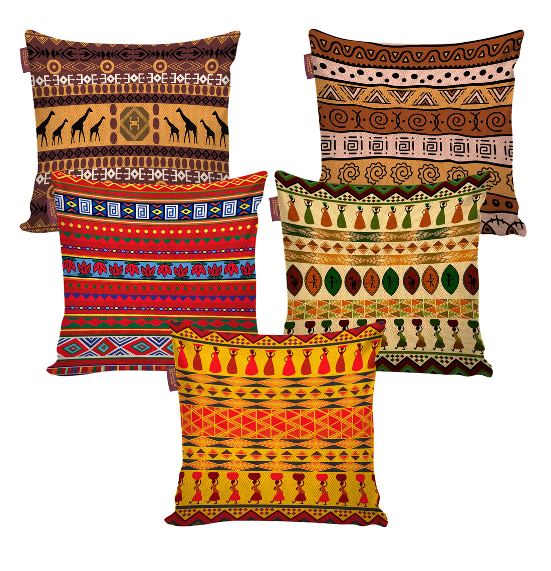 Set of 5 Jute Throw Pillow/Cushion Covers