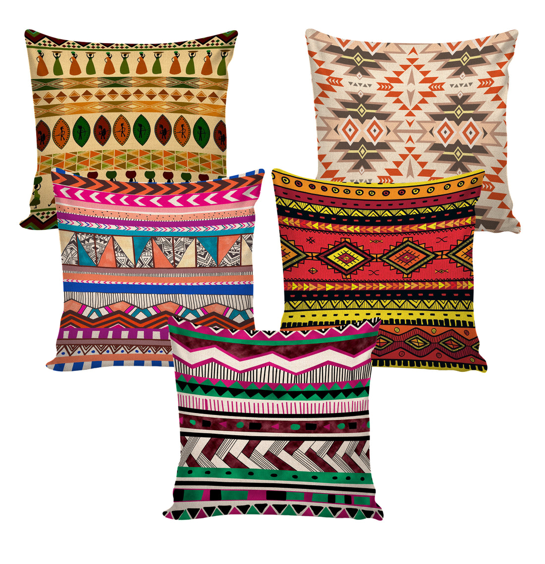 Set of 5 Jute Throw Pillow/Cushion Covers