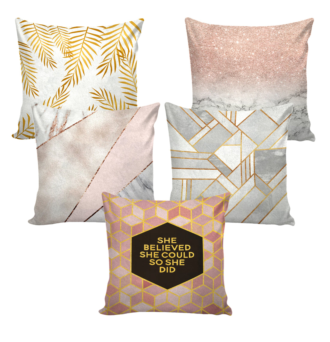 Set of 5 Decorative Hand Made Polyester Velvet Throw/Pillow Cushion Covers