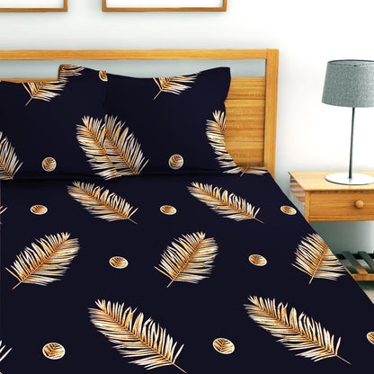 Glace Cotton Abstract Flat Double Bedsheet with 2 Pillow Covers