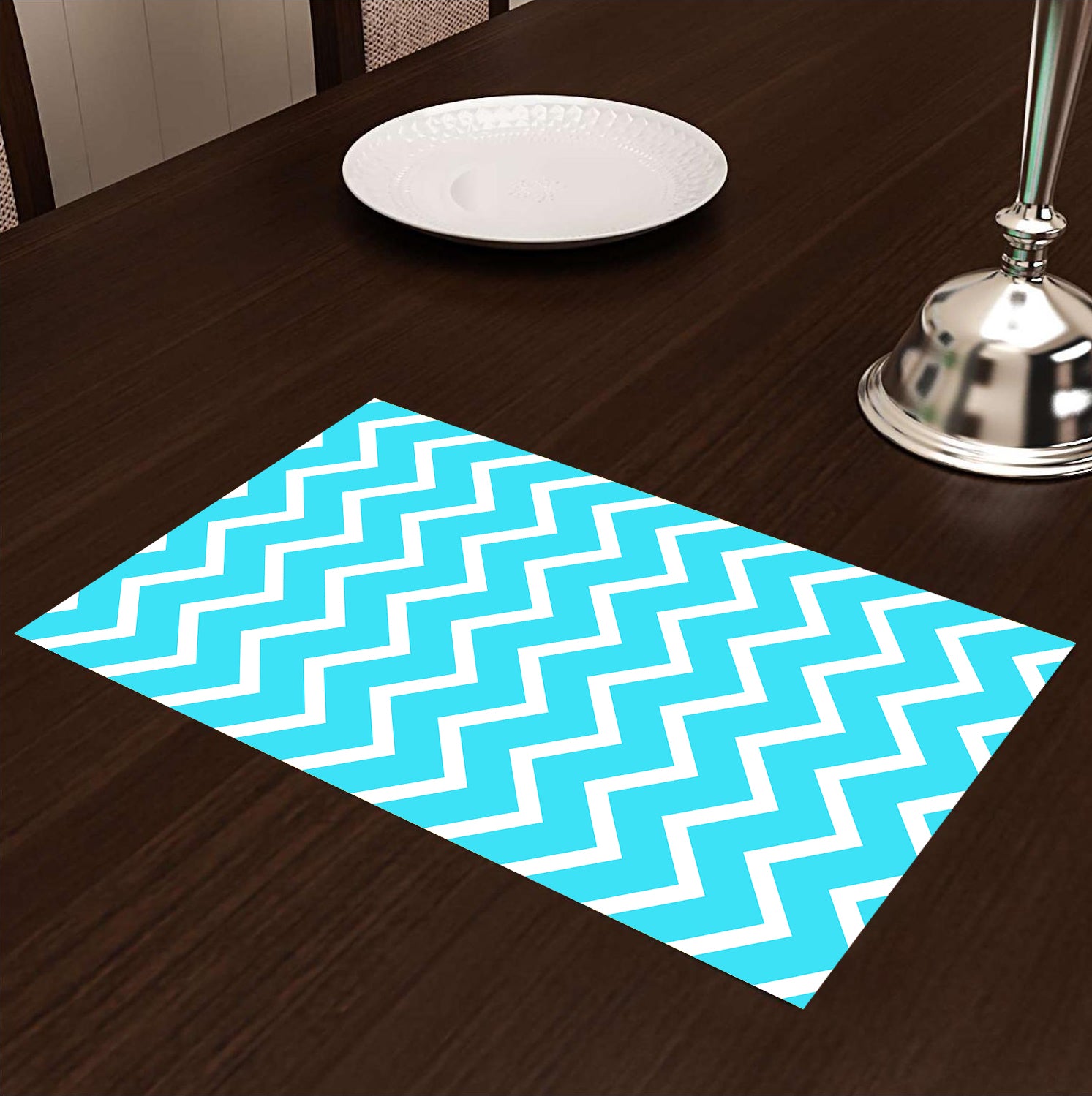 Aqua Geometric HD Printed 4 Pcs Table Place Mat