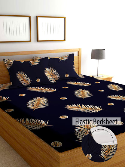 Glace Cotton Abstract Flat Double Bedsheet with 2 Pillow Covers