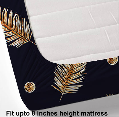 Glace Cotton Abstract Flat Double Bedsheet with 2 Pillow Covers