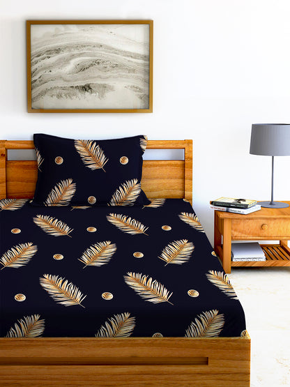 Glace Cotton Abstract Flat Double Bedsheet with 2 Pillow Covers