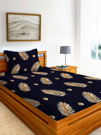 Glace Cotton Abstract Flat Double Bedsheet with 2 Pillow Covers