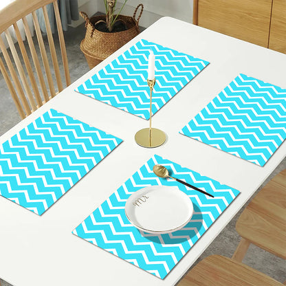 Aqua Geometric HD Printed 4 Pcs Table Place Mat