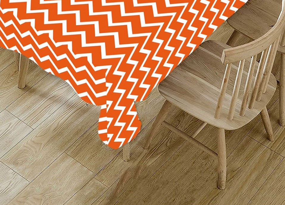 Orange Geometric Polyster Table Cover Cloth