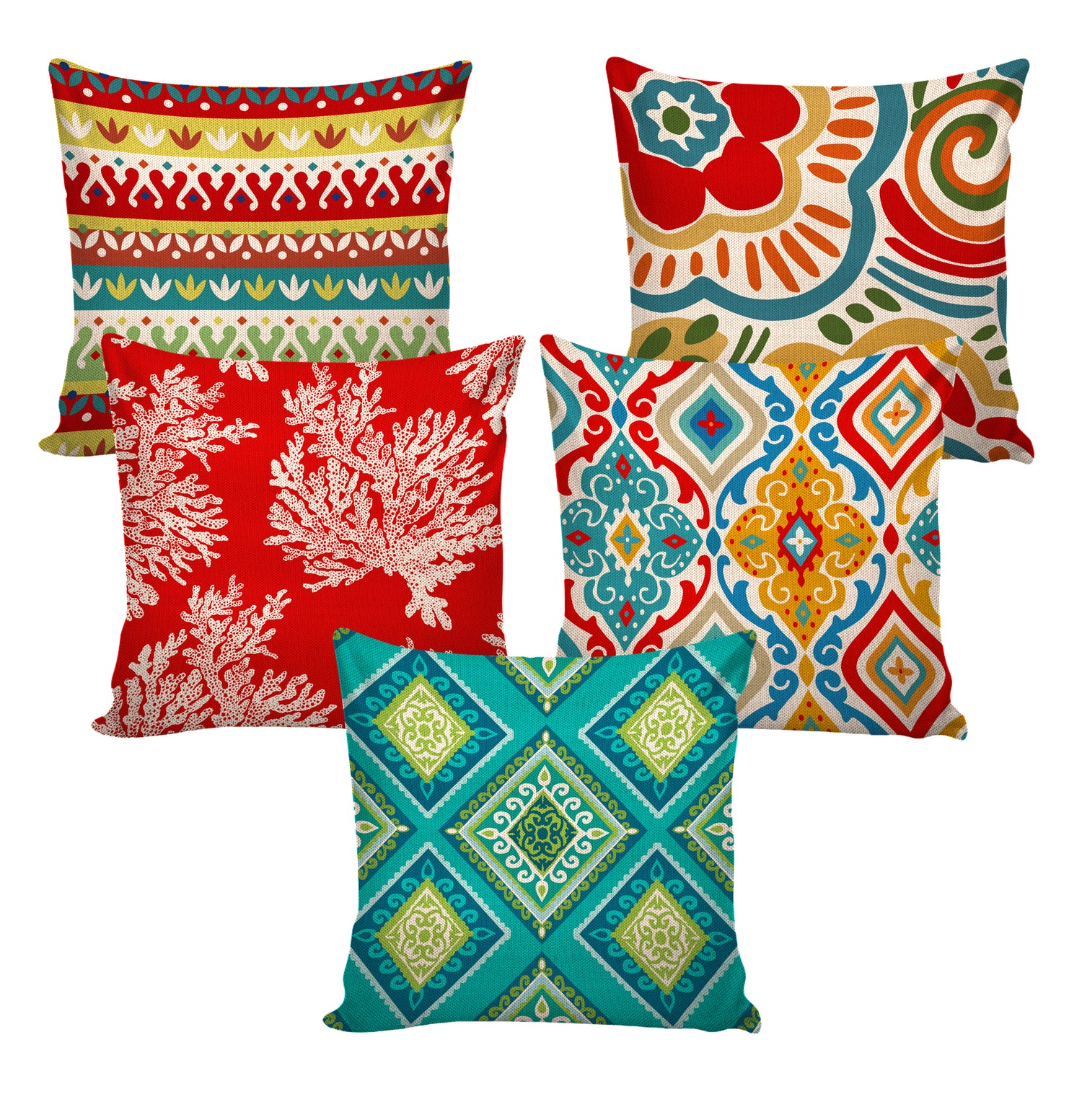 Set of 5 Jute Throw Pillow/Cushion Covers