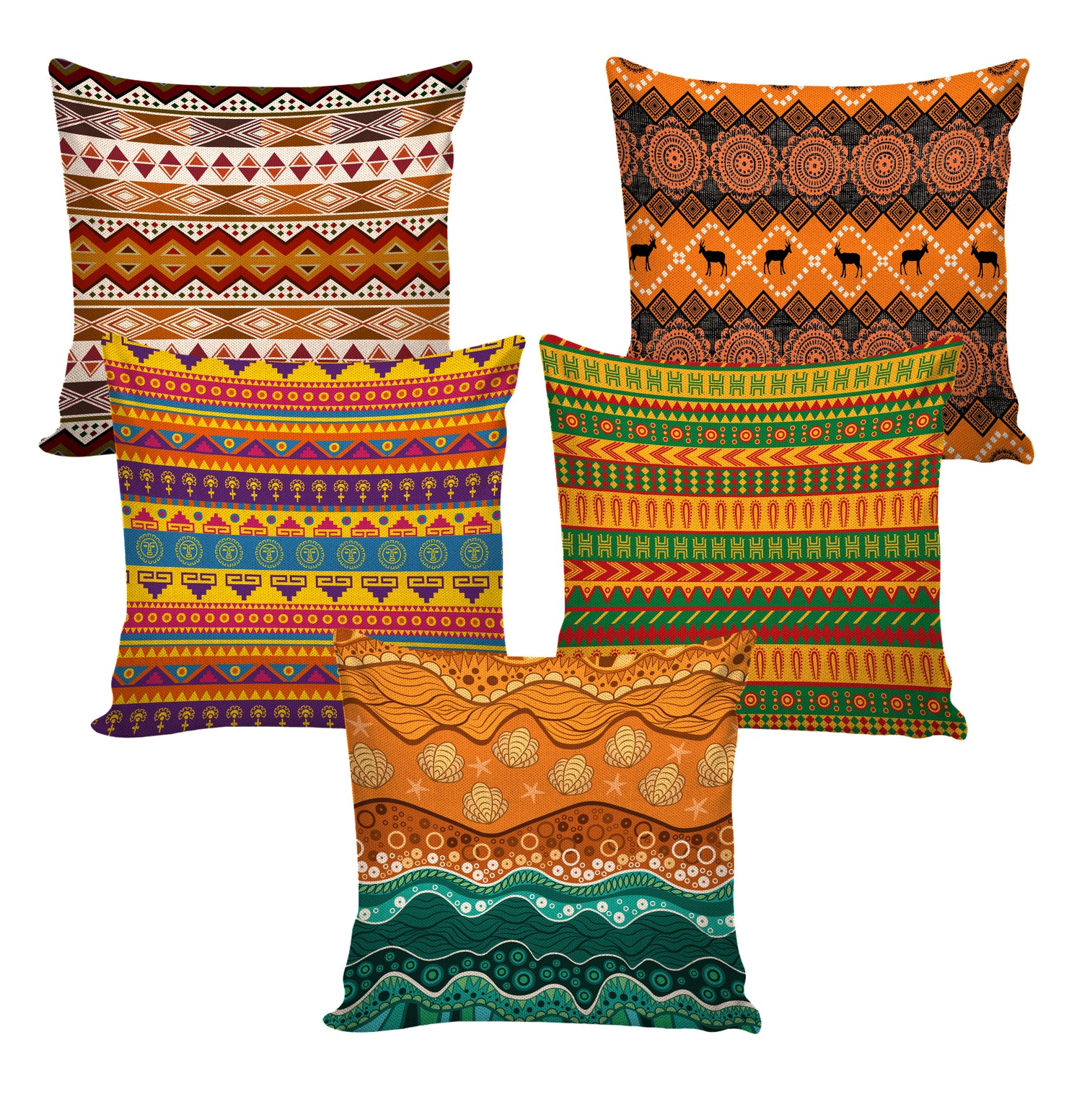 Set of 5 Jute Throw Pillow/Cushion Covers