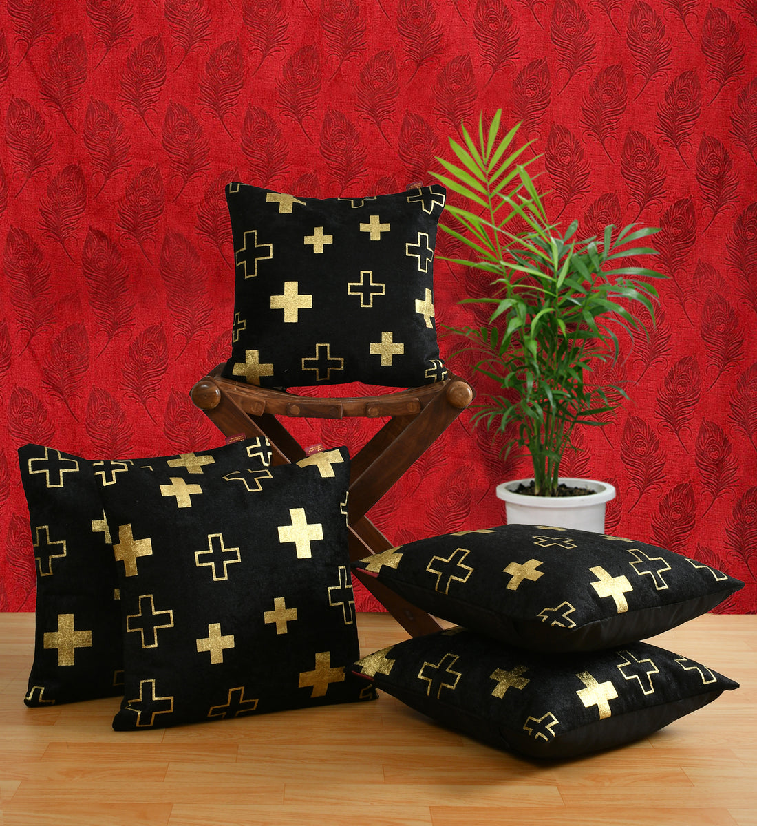 Premium Velvet Set of 5 Decorative Throw Pillow/Cushion Covers
