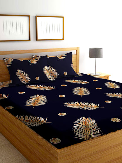 Glace Cotton Abstract Flat Double Bedsheet with 2 Pillow Covers