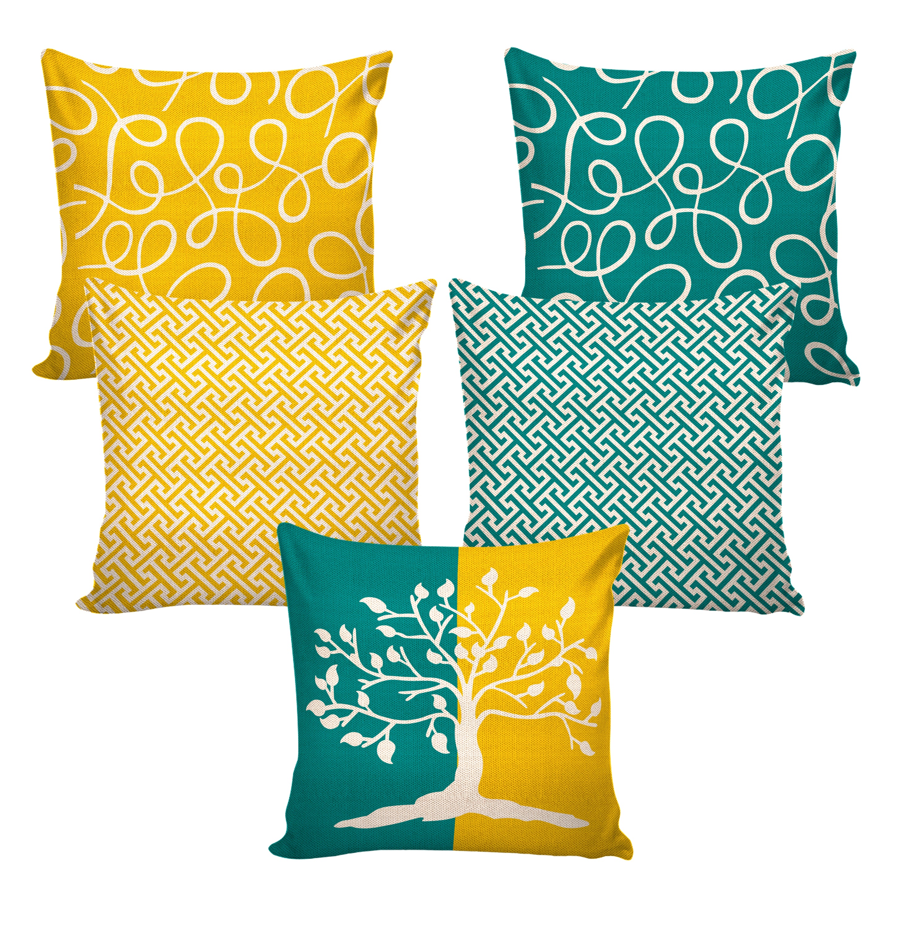 Set of 5 Jute Throw Pillow/Cushion Covers