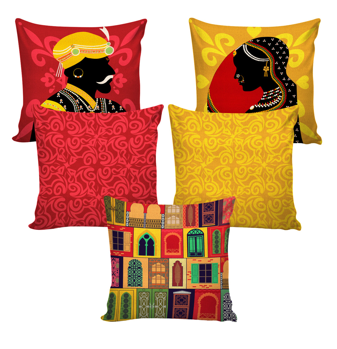 Set of 5 Jute Throw Pillow/Cushion Covers