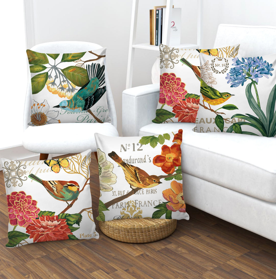 Set of 5 Digital Printed Hand Stitched Throw Pillow/ Cushion Covers