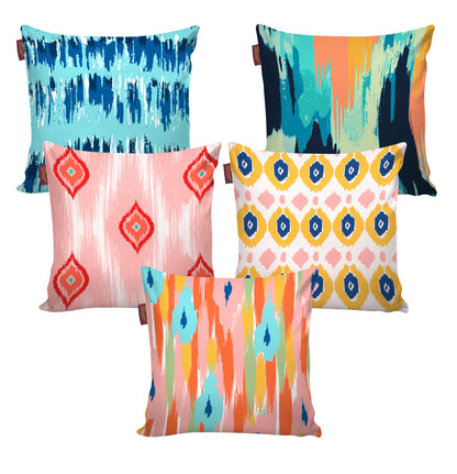 Set of 5 Digital Printed Hand Stitched Throw Pillow/ Cushion Covers