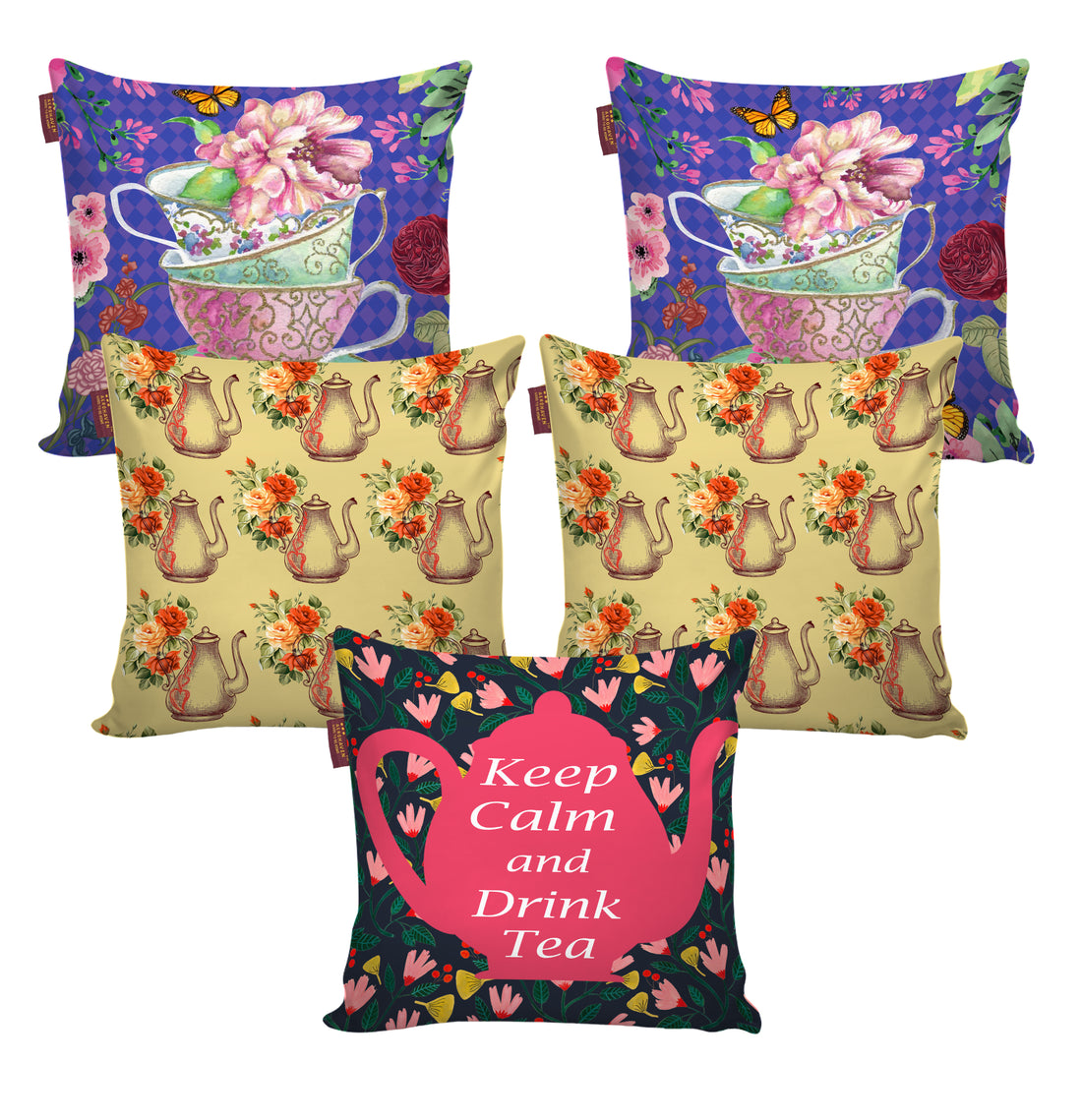 Set of 5 Digital Printed Hand Stitched Throw Pillow/ Cushion Covers