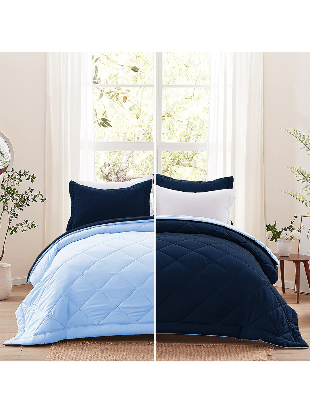 AEROHAVEN 220 GSM Microfiber All-Weather Solid Colour Bed Reversible Comforter AC Quilt Blanket
