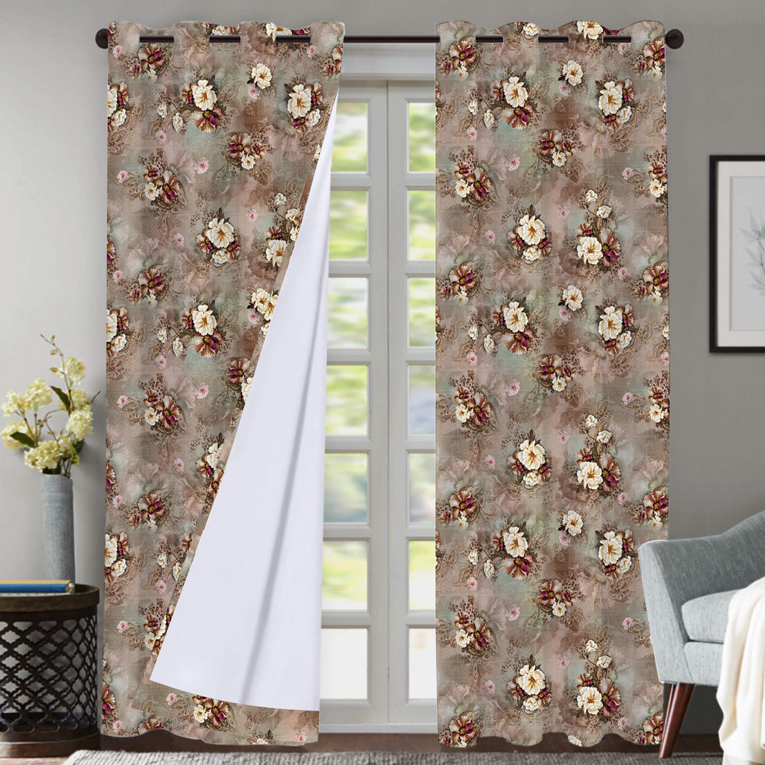 Polyester Digital Printed Grommet Room Darkening Curtains