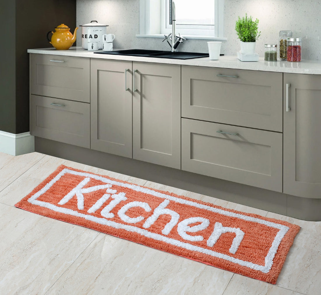 Soft Microfiber Kitchen Designer Anti Slip Runner, Peach