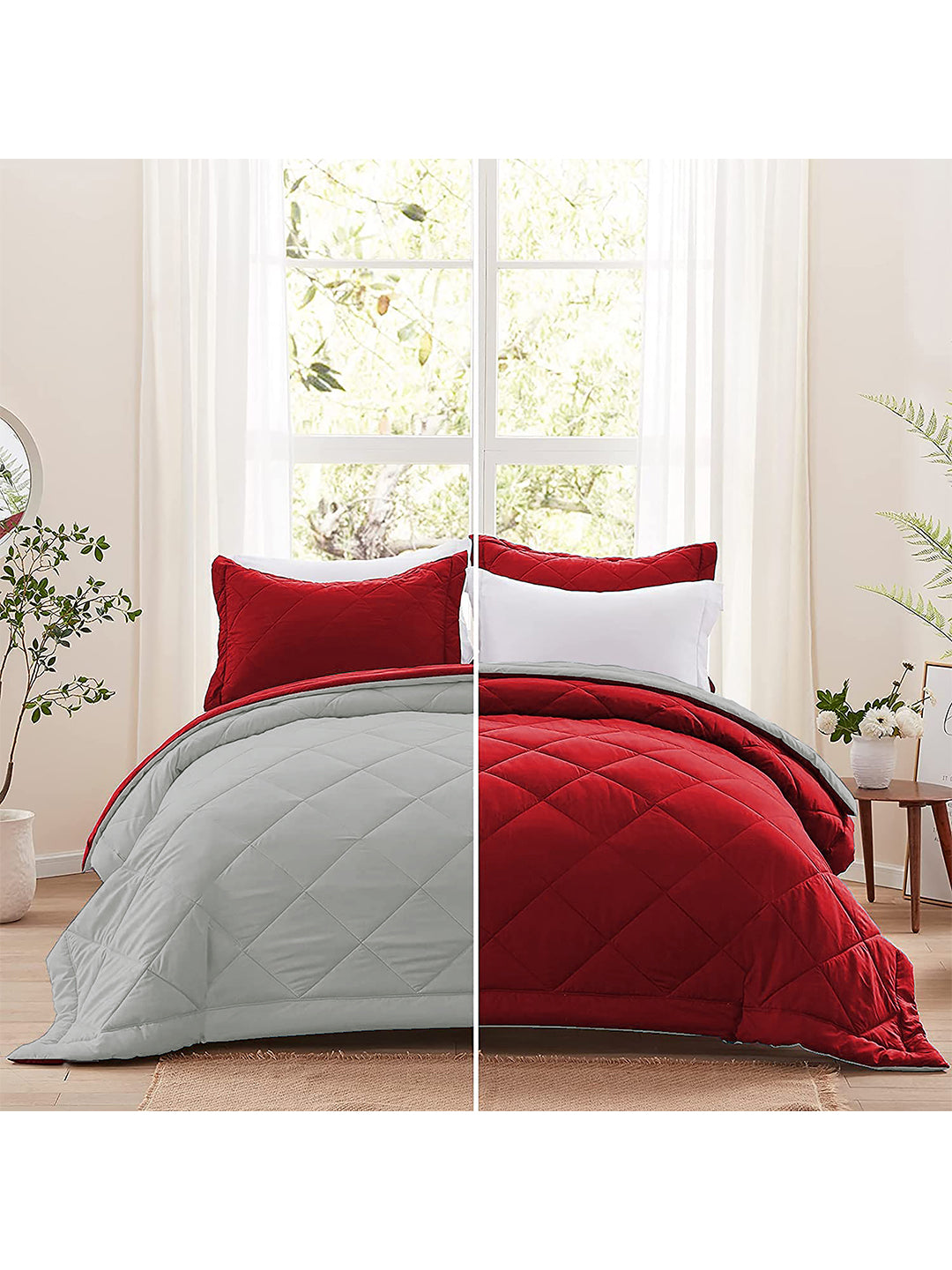 AEROHAVEN 220 GSM Microfiber All-Weather Solid Colour Bed Reversible Comforter AC Quilt Blanket