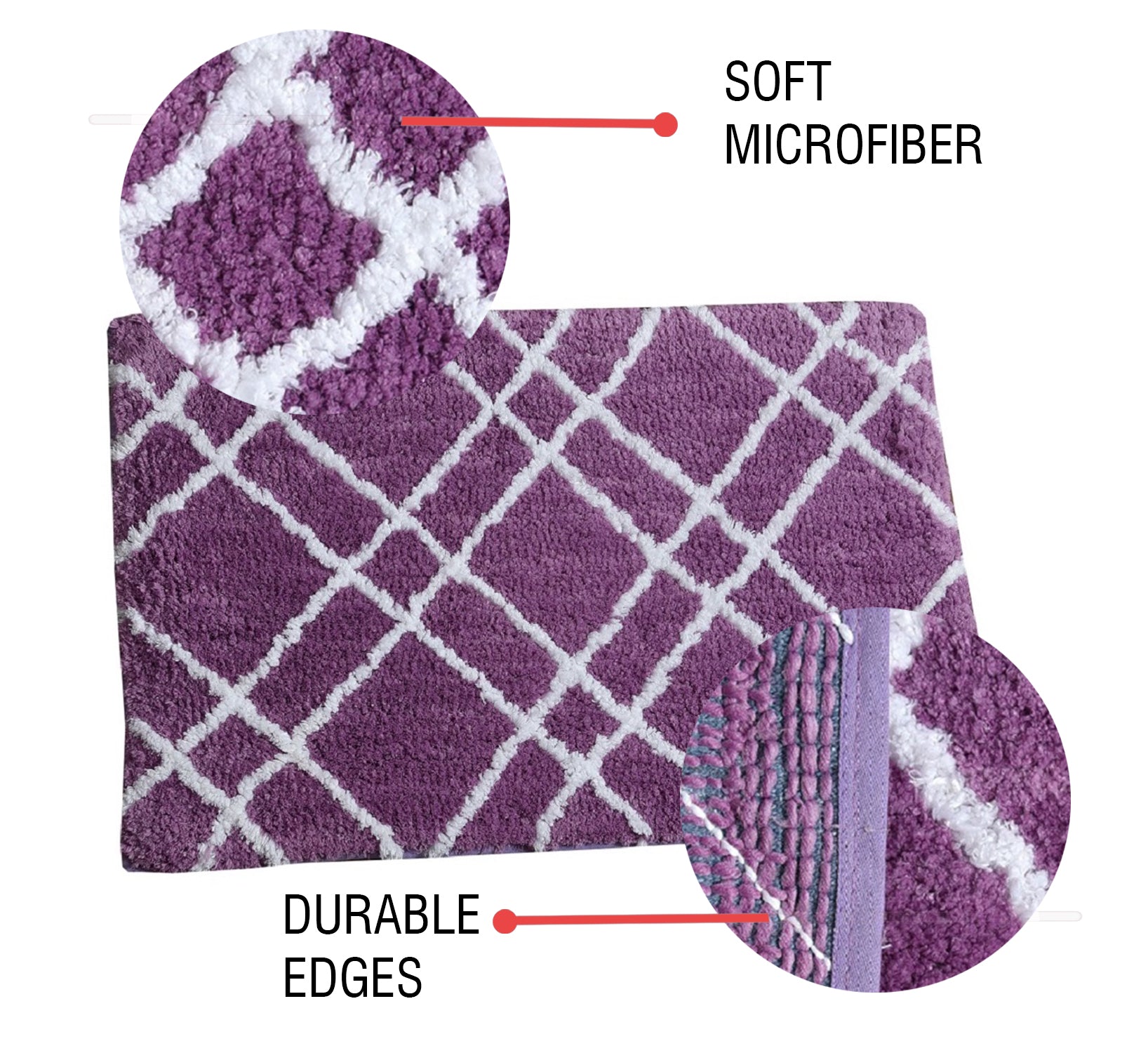 Glorious Super Soft Microfiber Anti Slip Bathmat, Wine